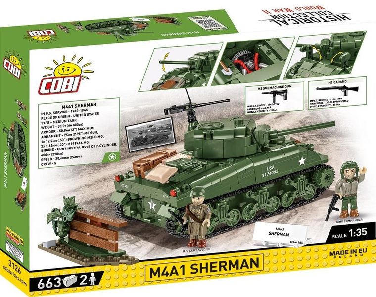 Cobi, Historical Collection WWII, M4A1 Sherman, klocki, 663 elementy