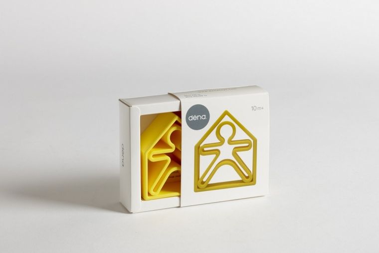 Dena, ludzik i domek, klocki silikonowe, yellow