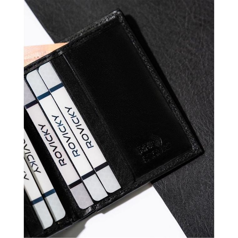 Etui na dokumenty, czarne, skórzane, Rovicky