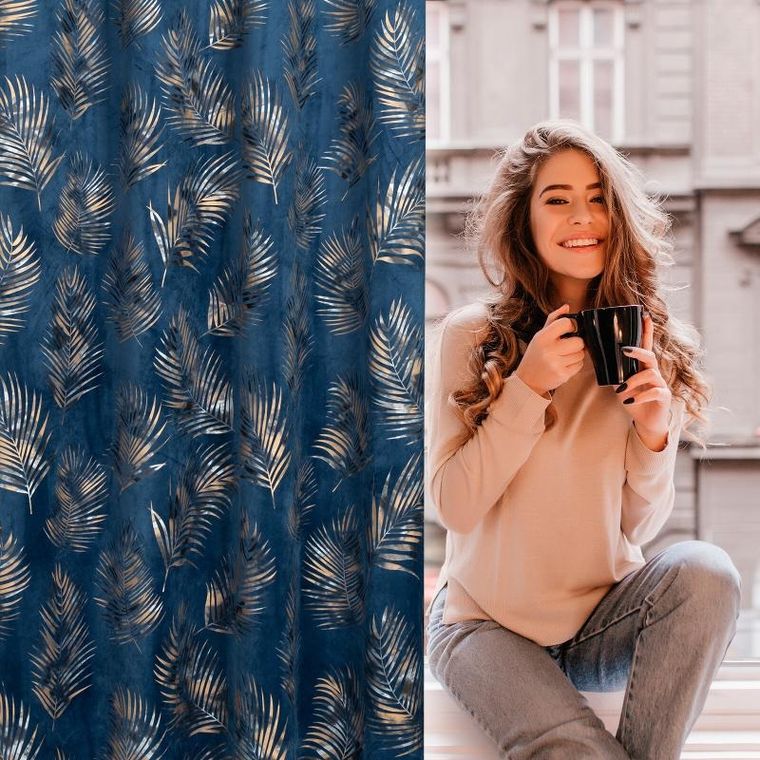 Eurofirany, zasłona zaciemniająca gotowa, Gloria2, 140-250 cm, granatowy