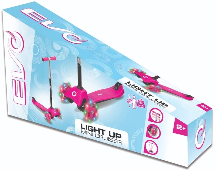 EVO, Light Up Mini Cruiser, hulajnoga, 3-kołowa, różowa