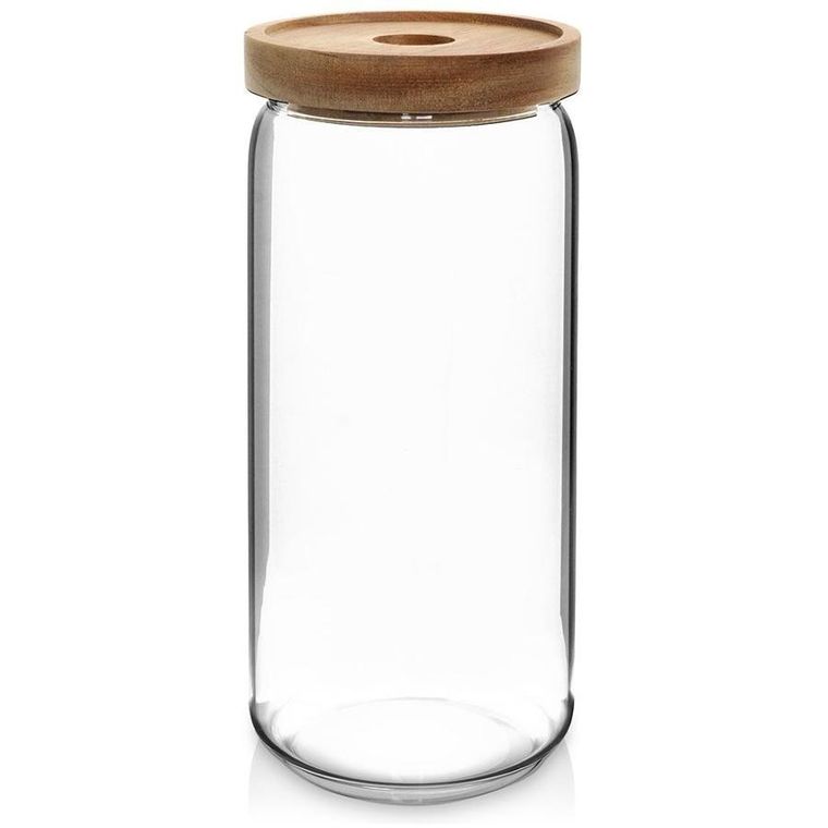 Excellent Houseware, słoik kuchenny z uszczelką i drewnianą pokrywką, szklany, 1 l