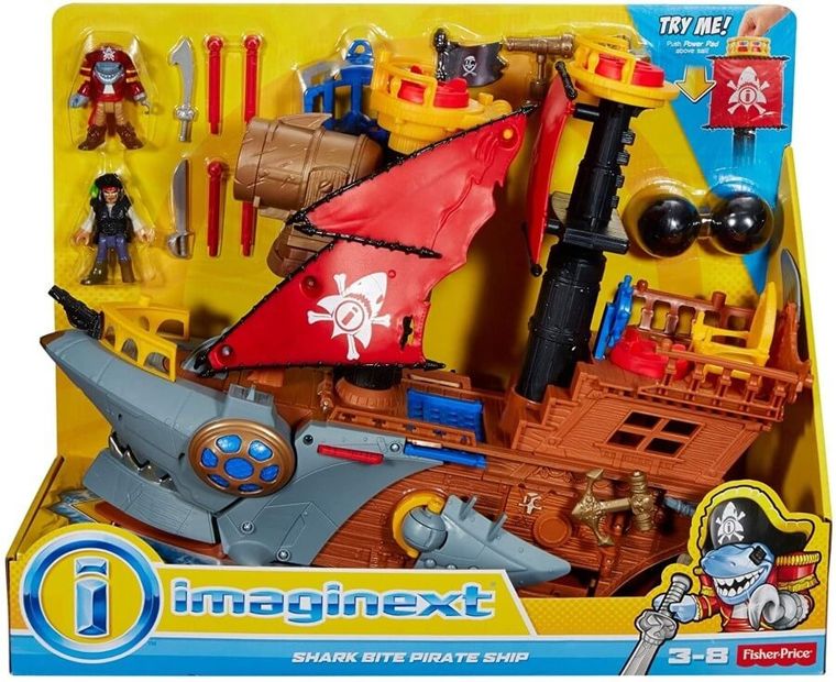 Fisher-Price, Imaginext, Rekin, Statek piracki, zestaw z figurkami