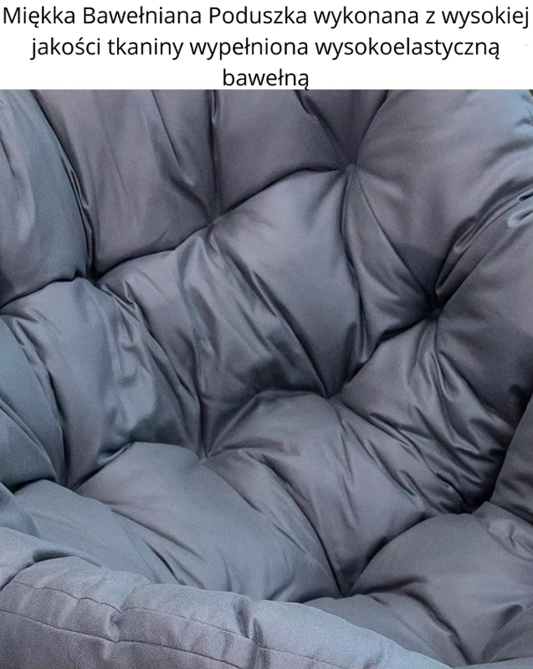 HaloFuture, nowoczesny fotel bujany z podnóżkiem, skandynawski kokon, szary