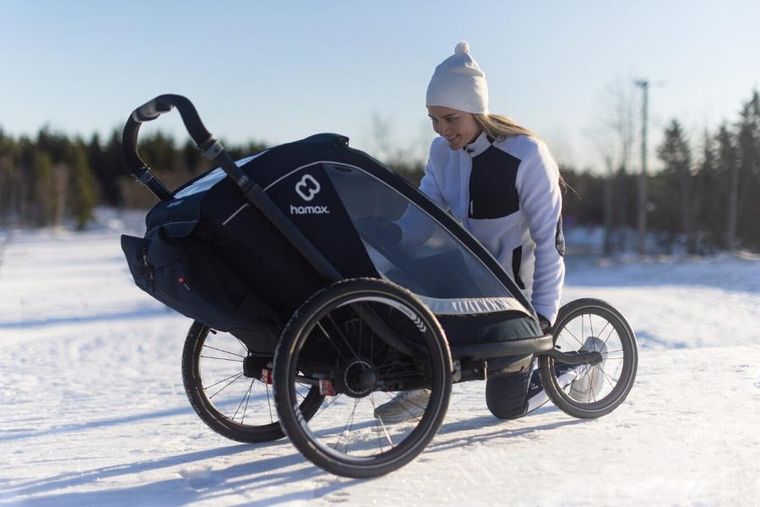 Hamax, Breeze, przyczepka rowerowa, podwójna, Navy/Cream