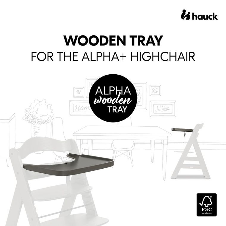 Hauck, Alpha, tacka drewniana, Charcoal