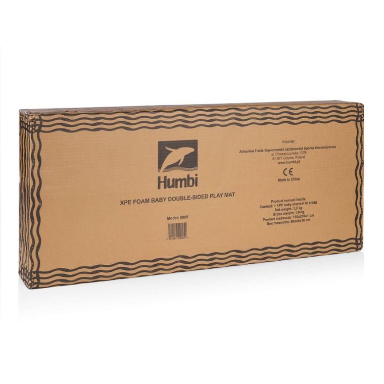 Humbi, dwustronna mata edukacyjna z pianki XPE, onomatopeje zwierząt, polski alfabet, 120-180 cm