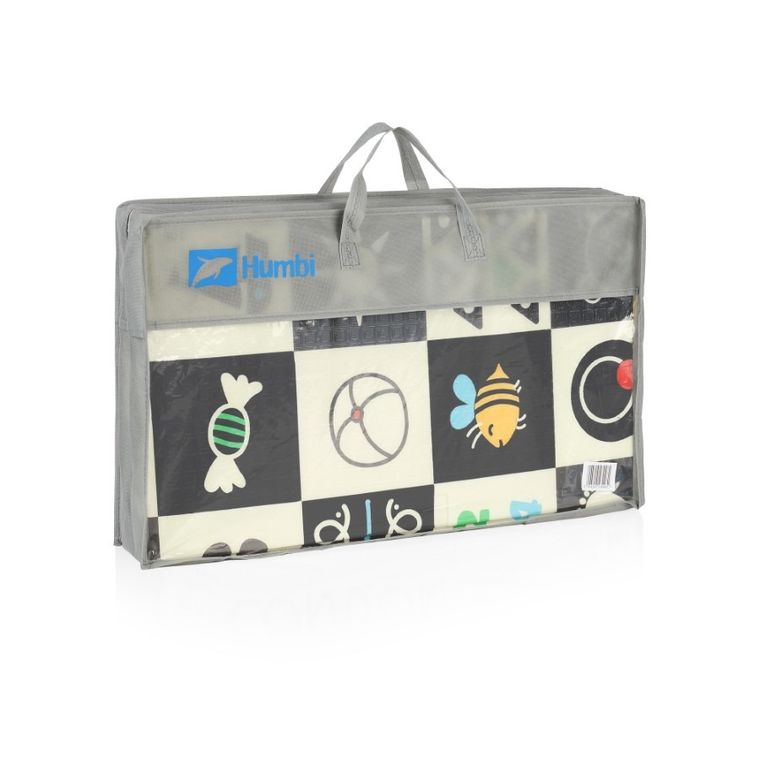 Humbi, dwustronna mata edukacyjna z pianki XPE, polski alfabet, kontrastowe obrazki, 120-180 cm