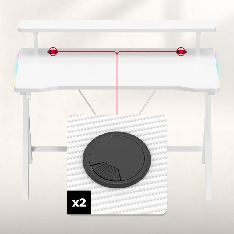 Huzaro, Hero 1.9, biurko gamingowe, białe, RGB, 120 cm