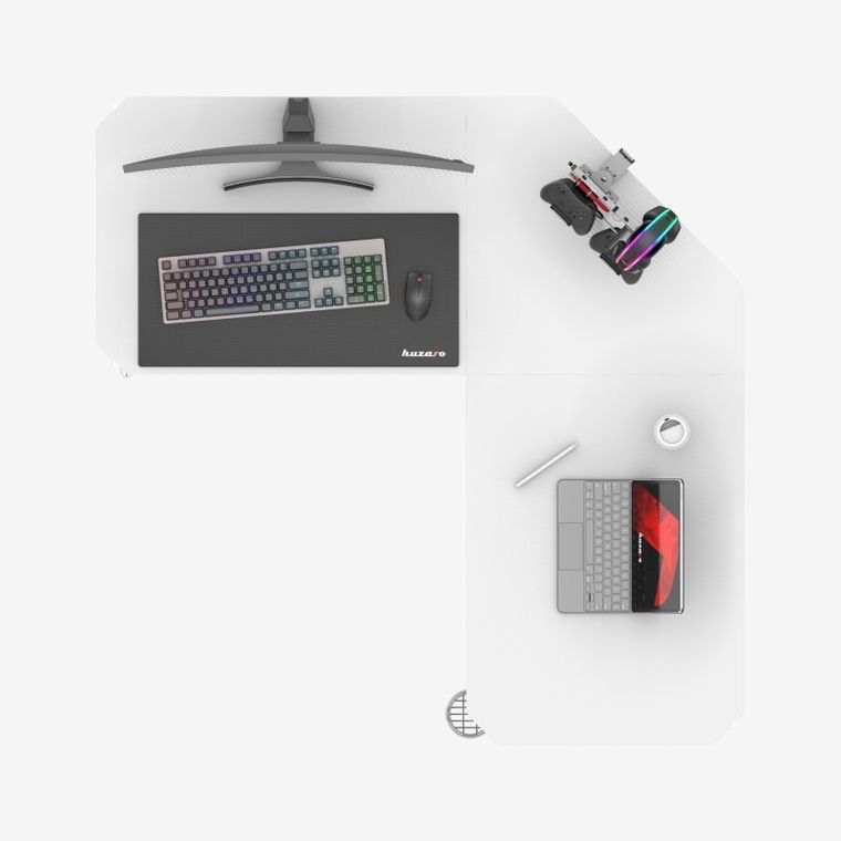 Huzaro, Hero 7.3 White, biurko gamingowe z regulacją wysokości