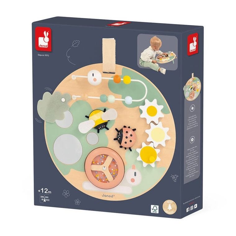 Janod, Sweet Cocoon, wielofunkcyjna tablica edukacyjna, drewniana, Ogród