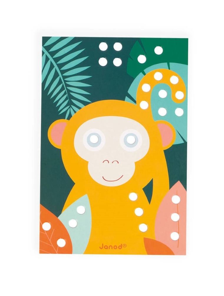 Janod, Układanka drewniana, mozaika, zwierzątka