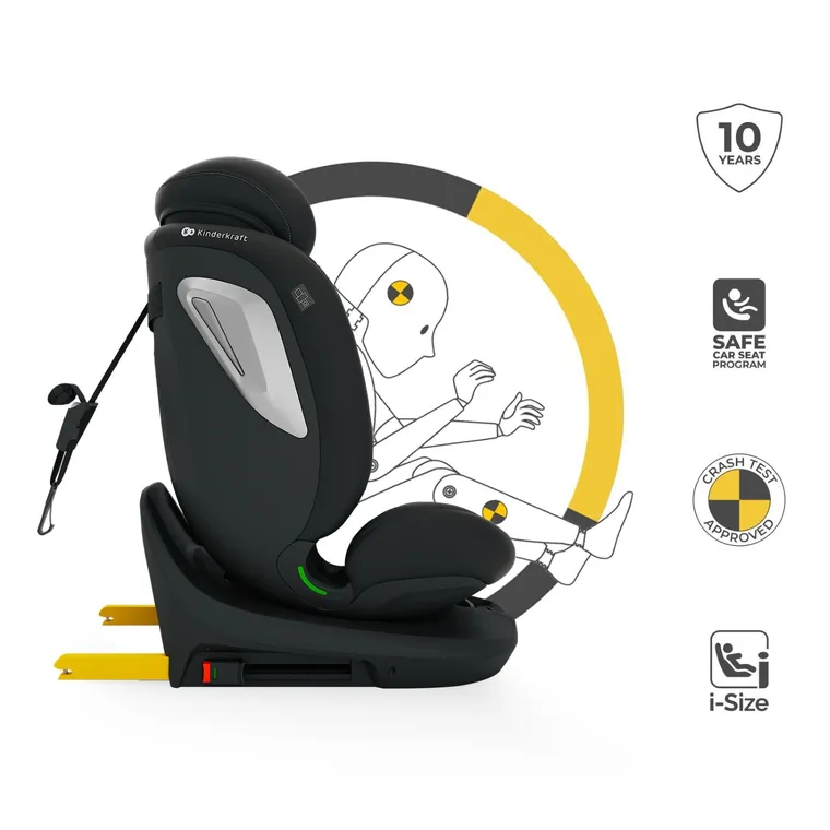 Kinderkraft, I-Grow 2 Plus, fotelik samochodowy, i-Size, black, 40-150 cm