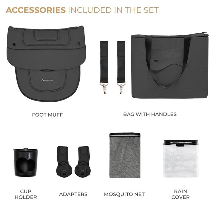 Kinderkraft, Yoxi, wózek wielofunkcyjny 2w1, Moonlight Grey