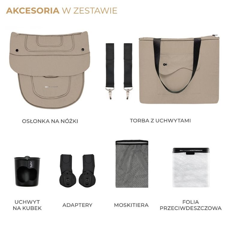 Kinderkraft, Yoxi, wózek wielofunkcyjny 2w1, Sand Beige