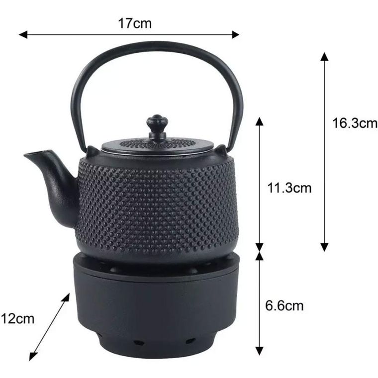 Kinghoff, zaparzacz żeliwny dzbanek z filtrem i podgrzewaczem, 0.8l