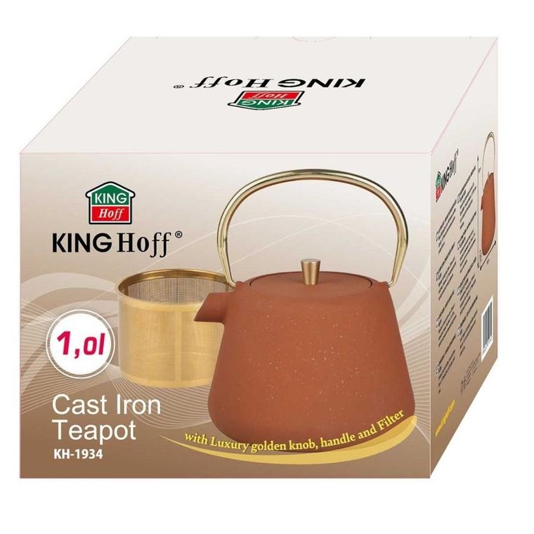 Kinghoff, zaparzacz żeliwny imbryk z filtrem, 1l