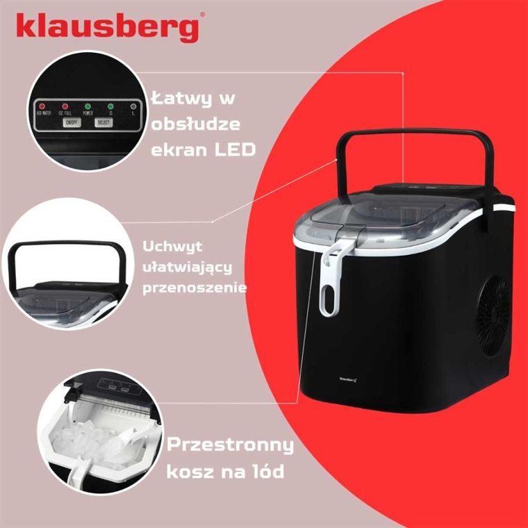 Klausberg, automatyczna kostkarka do lodu, 100W, 1,2l