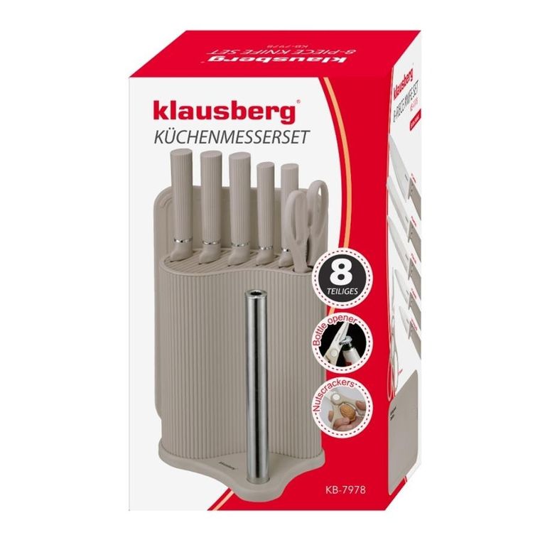 Klausberg, zestaw noży w stojaku z deską i chwytem na ręcznik, kb-7978