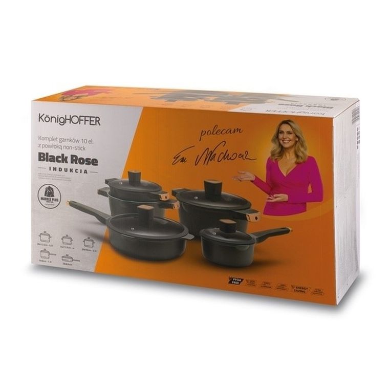 Könighoffer, Black Rose, komplet garnków, 10 elementów