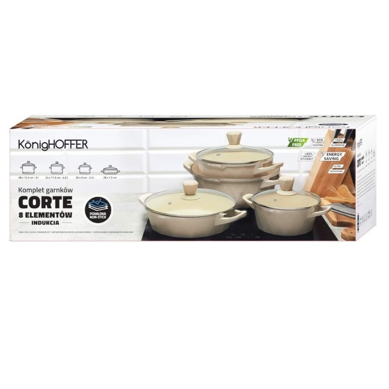 Könighoffer, Corte, zestaw garnków marmurowych na indukcję, 8 elementów