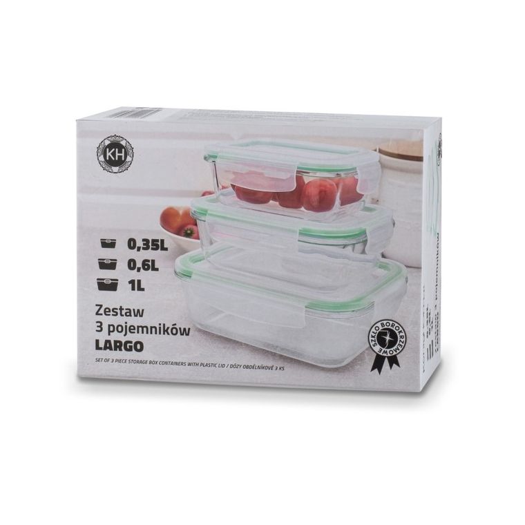 Könighoffer, Largo, szklany lunchbox, pojemnik na żywność, 3 szt.