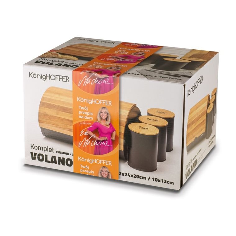 Könighoffer, Volano, chlebak metalowy z 3 pojemnikami, czarny