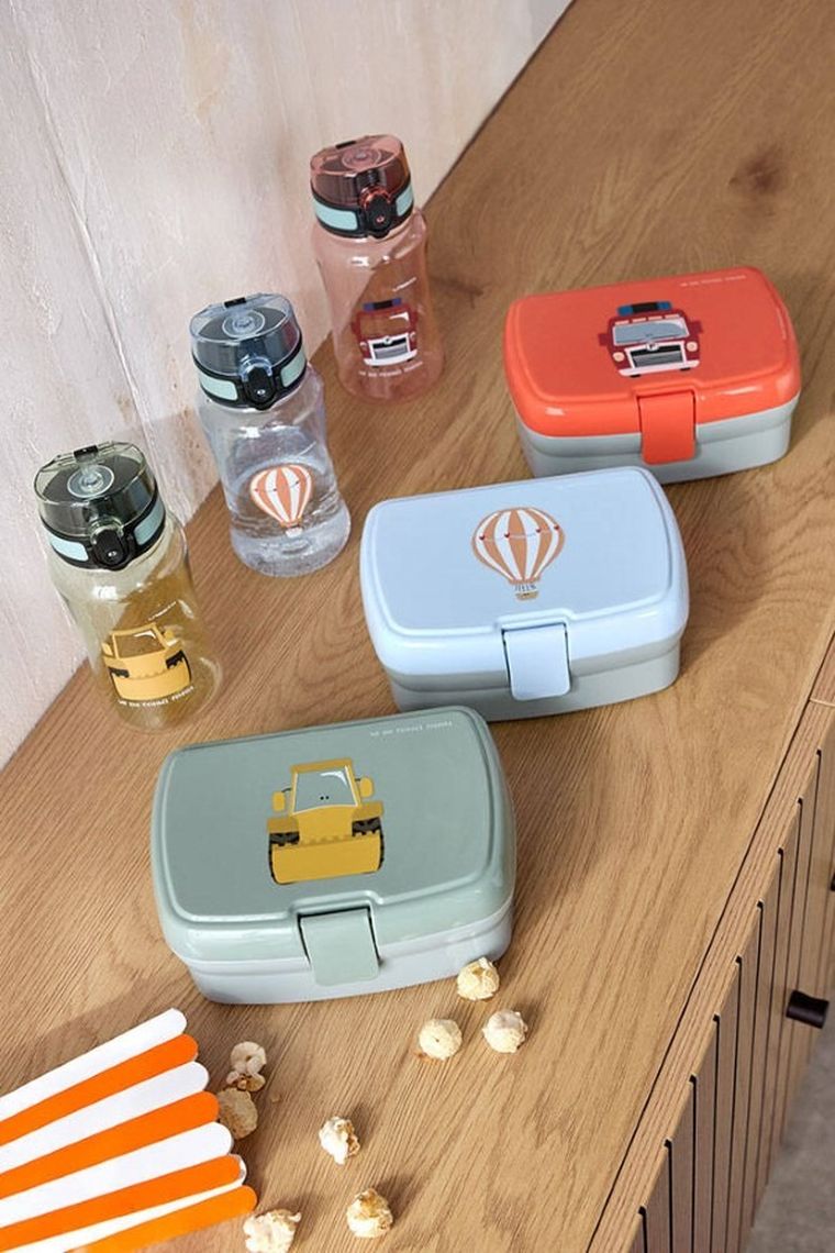 Lassig, Tiny Drivers, lunchbox + bidon, tritanowa butelka, 460 ml, Spychacz