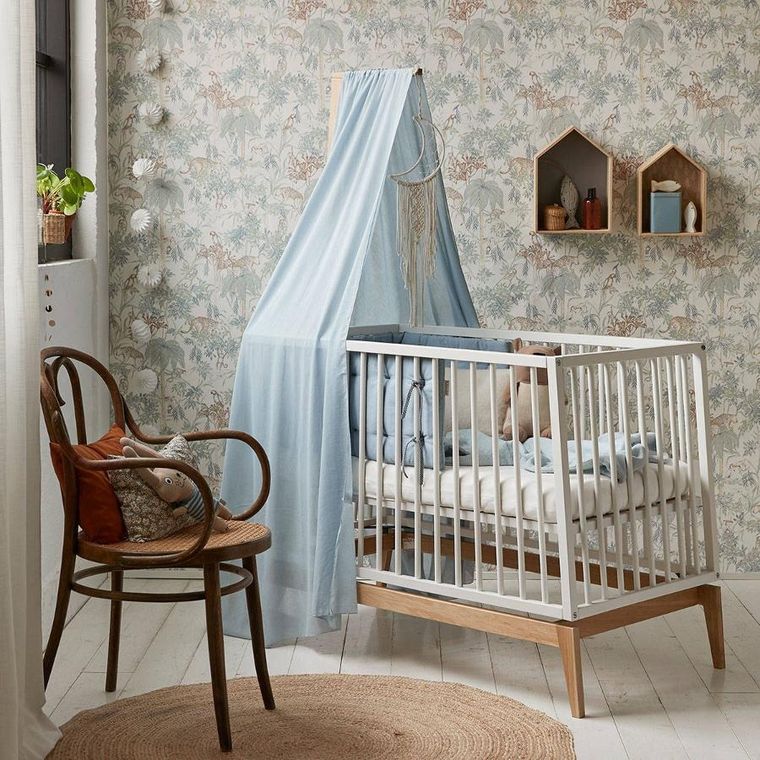 Leander, Luna, łóżeczko dziecięce, białe, dębowe, 0-3 lata