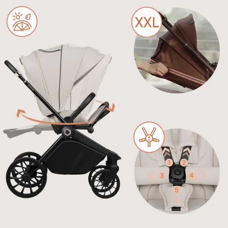 Lionelo, Mika Plus, wózek wielofunkcyjny, 3w1, Beige Sand