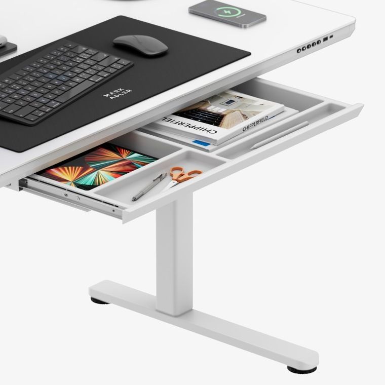 Mark Adler, Leader 8.5 White, biurko elektryczne, ze szklanym blatem, 120 cm