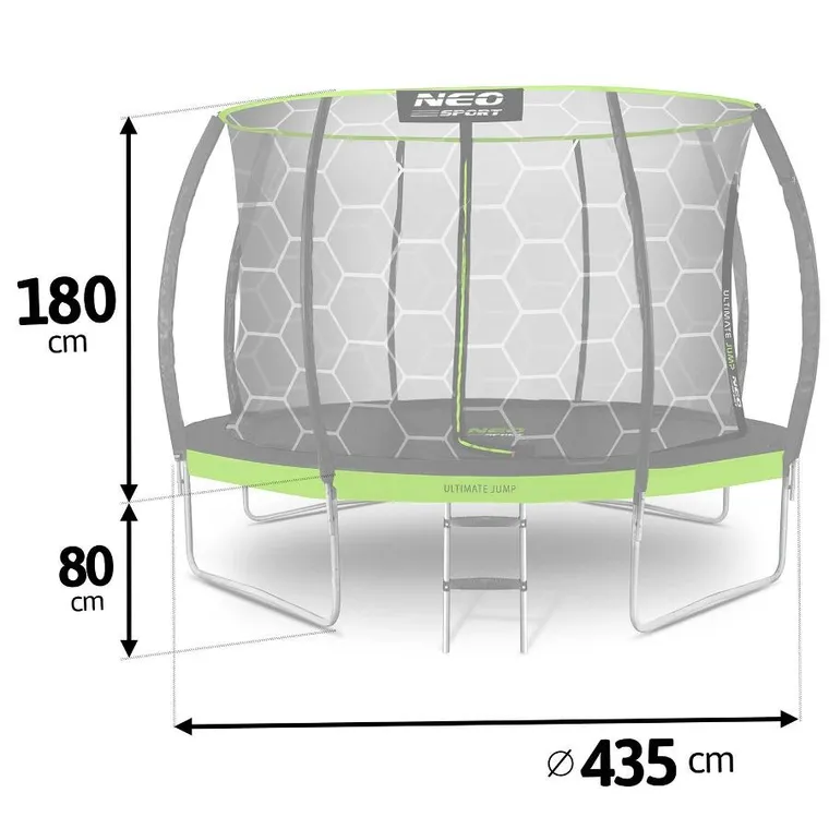 Neo-Sport, trampolina ogrodowa profilowana z siatką wewnętrzną, 14ft/435 cm