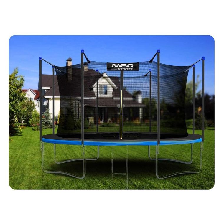 Neo-Sport, trampolina ogrodowa z siatką wewnętrzną i drabinką, 14ft/435 cm