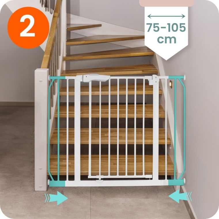 Nukido, barierka, bramka zabezpieczająca, biała, 75-105 cm