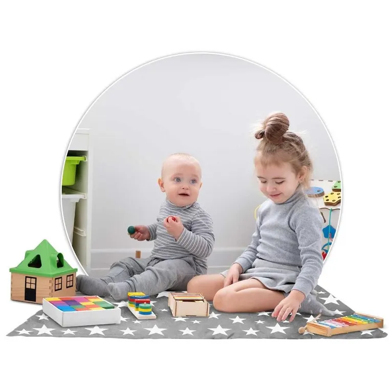 Nukido, namiot tipi dla dzieci z girlandą i światełkami, szary w gwiazdki