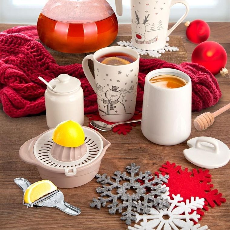 Orion, podstawka pod kubek, filcowa, szary płatek śniegu, 6 szt., 13.5 cm