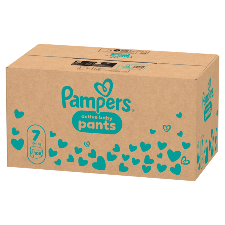 Pampers, Active Baby, pieluchomajtki, rozmiar 7, 15+ kg, 108 szt.