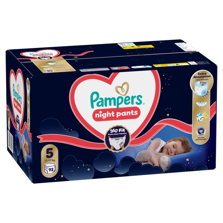 Pampers, Night, pieluchomajtki, rozmiar 5, 11-17kg, 92 szt.