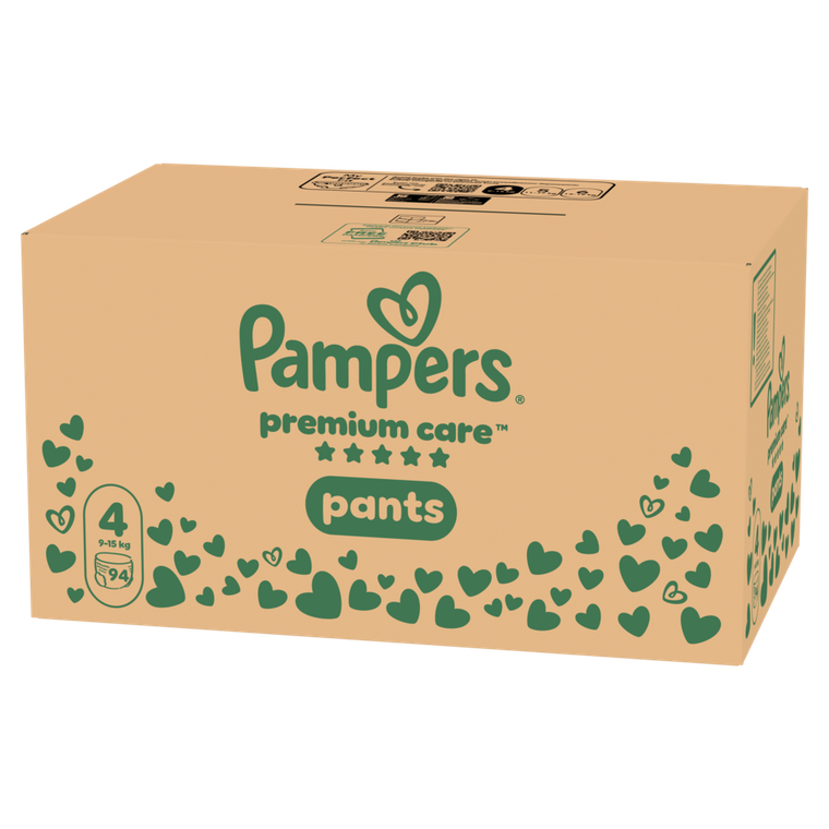 Pampers, Premium Care, pieluchomajtki, rozmiar 4, 9-15kg, 94 szt.