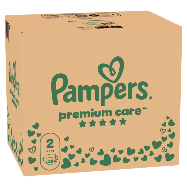 Pampers, Premium Care, pieluchy jednorazowe, rozmiar 2, 4-8kg, 204 szt.