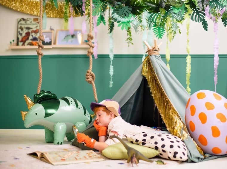 PartyDeco, balon foliowy, Triceratops zielony 101-60,5 cm