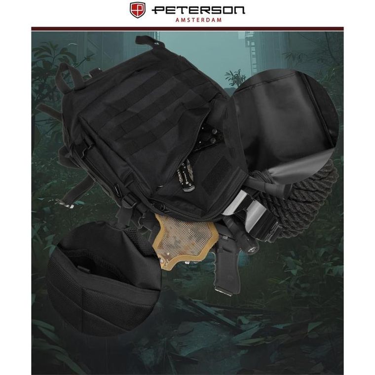 Peterson, plecak militarny, 3-komorowy, czarny