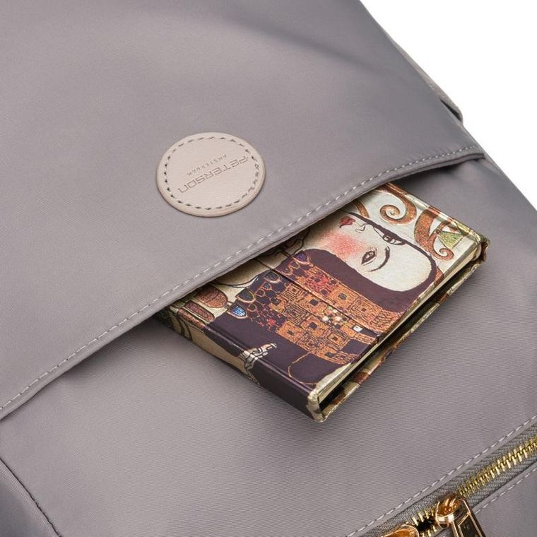 Plecak miejski, szary, skóra ekologiczna, Peterson