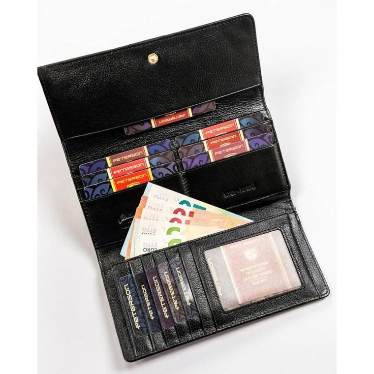 Portfel, czarny, skórzany, Peterson