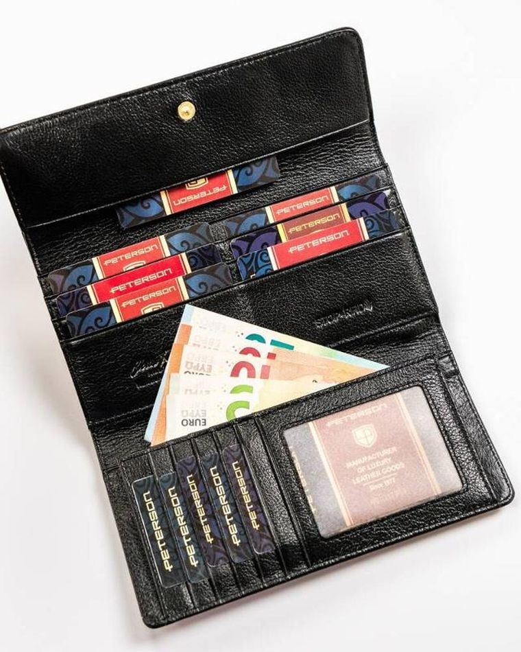 Portfel, czarny, skórzany, Peterson
