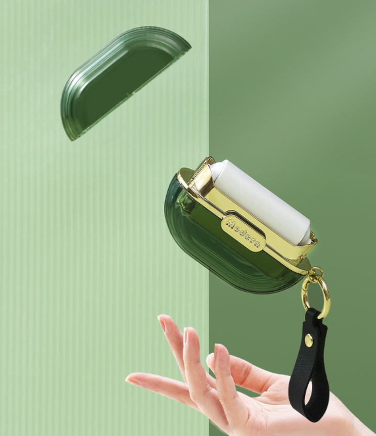 Przenośna mini szczotka do usuwania zmechaceń, zielona