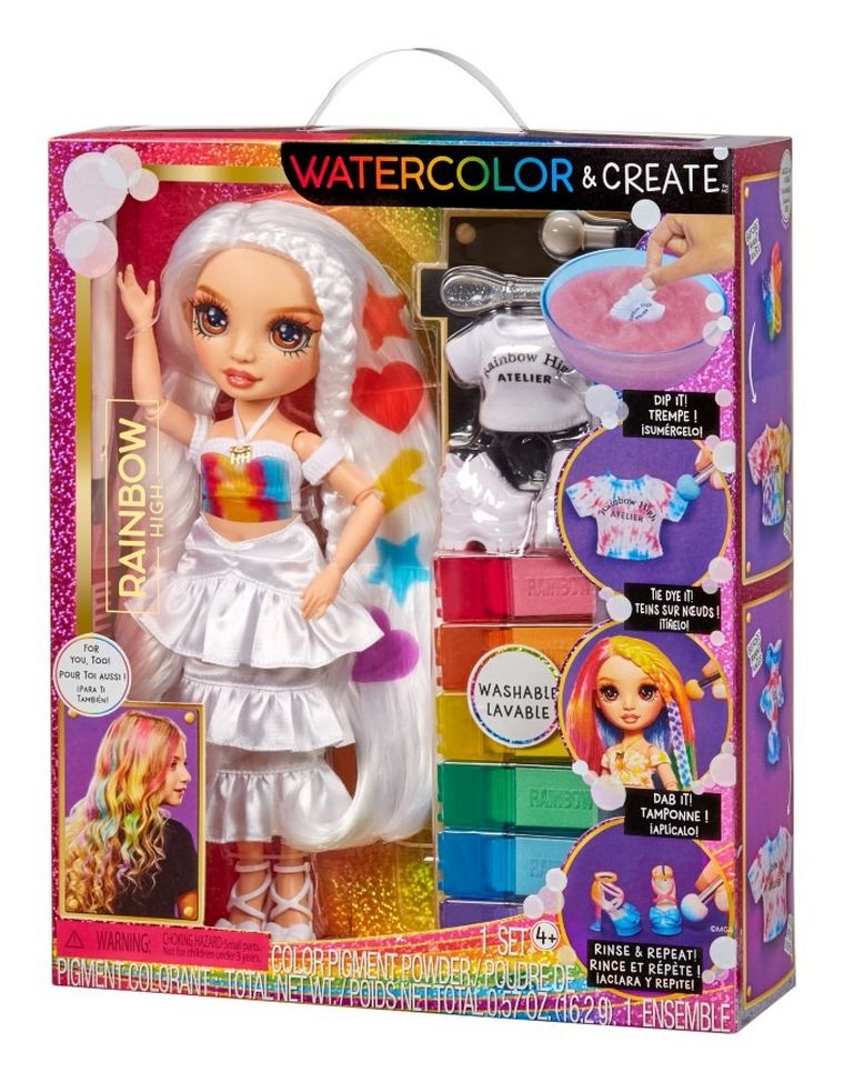 Rainbow High, Watercolor & Create Fashion Doll, Brown Eyes, lalka modowa