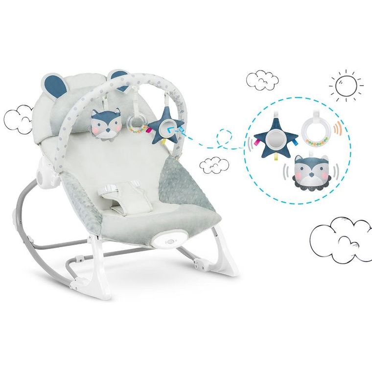 Ricokids, leżaczek bujaczek z wibracją, szary