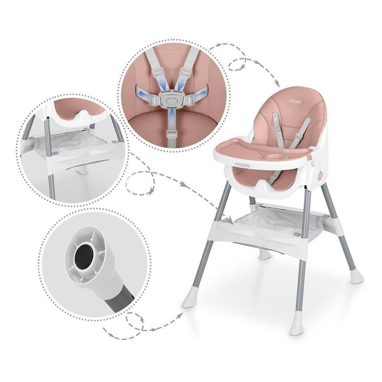 Ricokids, Mani, krzesełko do karmienia, różowe