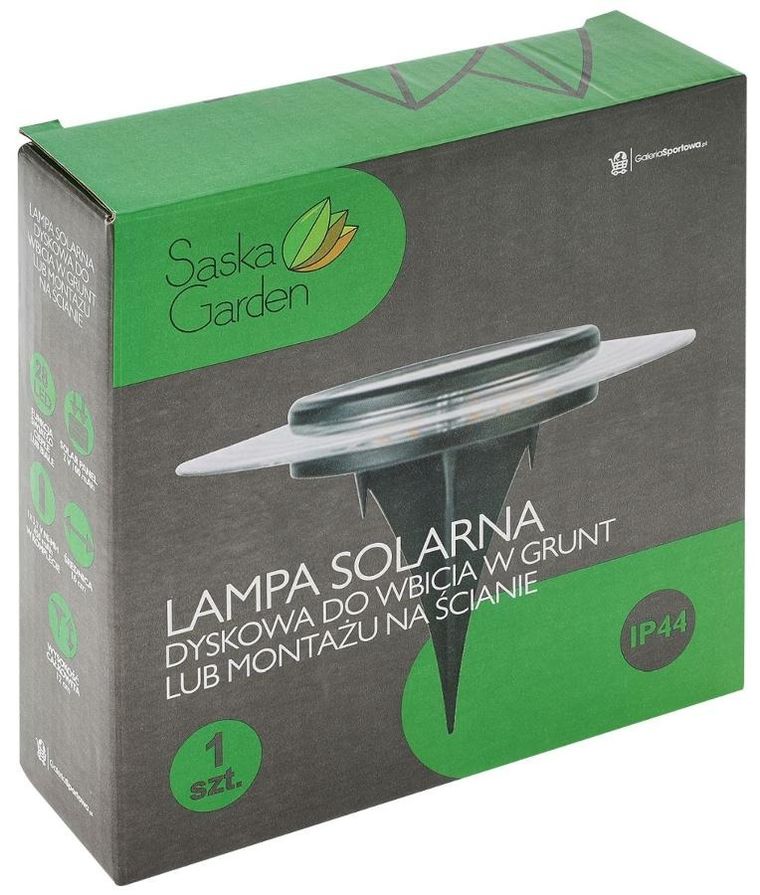 Saska Garden, lampa solarna dyskowa, 28 led, do wbicia w grunt lub montażu na ścianie